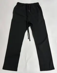 Uncuffed Sweatpants Limo Black Joggers Relaxed Oversized Fit Design Unisex Casual Lounge Athletic Pants with Pockets, CleanFit with Drawstring