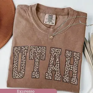 Comfort Colors Leopard Utah Shirt, Utah Sports Fan Gift, Utah State, University Student Gift, College Shirt