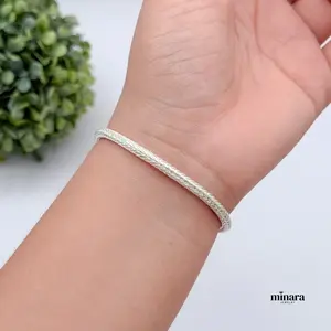 MINARA 950 Silver Pulsera Tejido Espiga Cilindrica 3.7 mm - Cylindrical herringbone weave, 3.7 mm