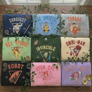 Cartoon Characters Comic Embroidered Sweatshirt, Studio Movie Shirt,  University, Movie Fan Gift, Universe Cartoon Tee