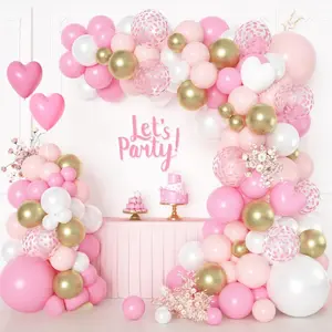 164-Piece Pink & White Balloon Garland Kit with Heart Balloons for Valentines, Weddings & Parties