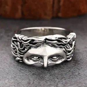 1pc Retro style half face ring for men and women, suitable for daily wear, party, birthday gift, Valentine's Day, couple ring