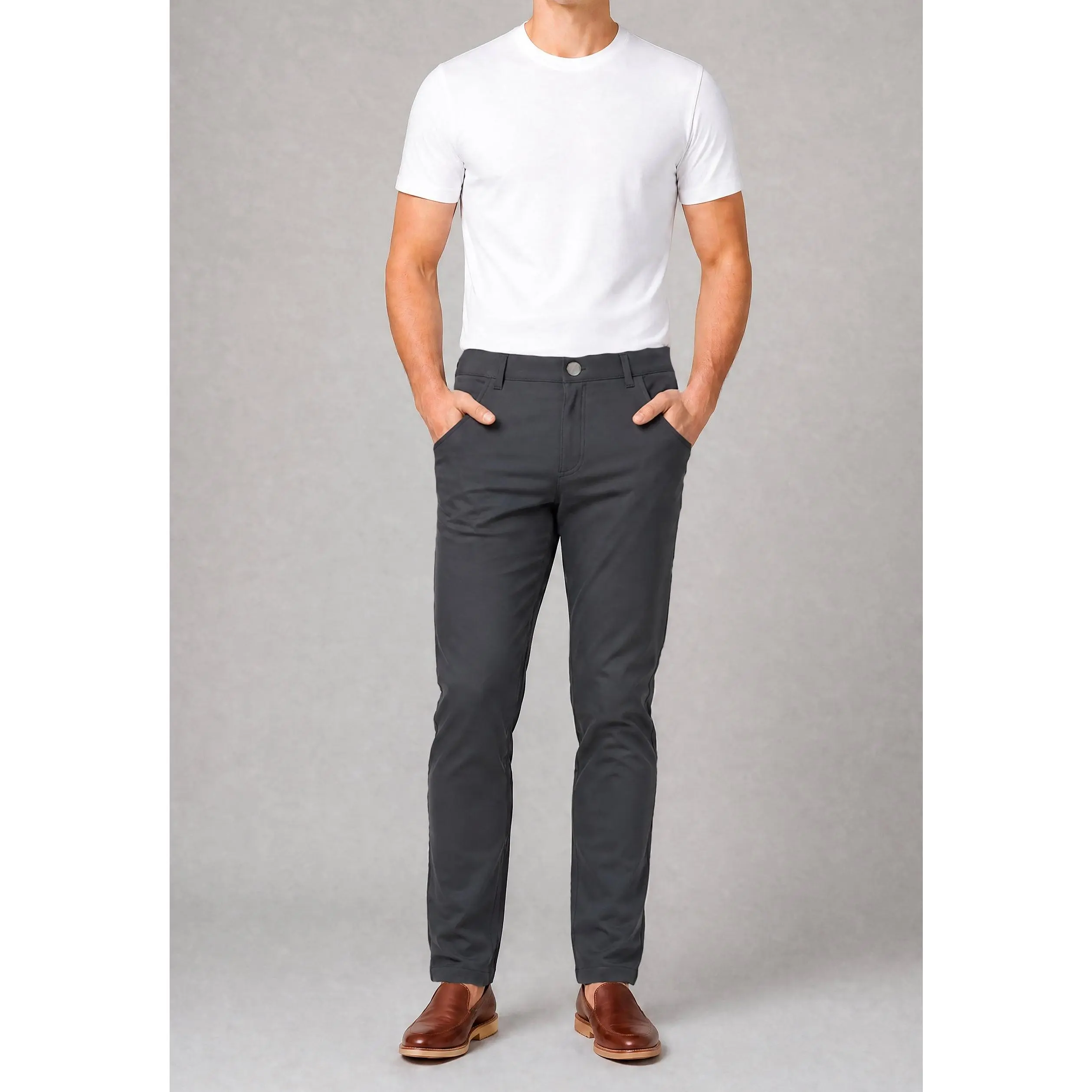 NEW & UPDATED Super - Stretch Men's Chinos //Casual// Dark Charcoal - Performance Collection