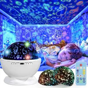 Night Light Projector,Night Light for Kids Room with Remote and Timer,360 °   Rotation,3 Projection Films,18 Light Modes,8 Lullaby Songs,Kids Night Lamp, Christmas Birthday Gifts for Boys Girls (White)