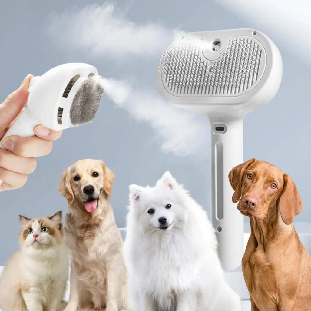 SEPTSUN Pet Spray Hair Removal Comb, pet hairbrush, pet hair cleaning brush with sheddingbutton, cat brush, dog brush, cat and dog beautyand massage c