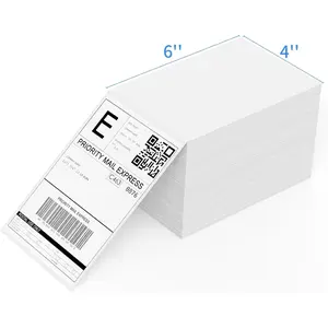 Thermal Labels Fanfold Shipping Label Compatible with Thermal Printers Clear Printing Permanent Adhesive Sheets per Stack White