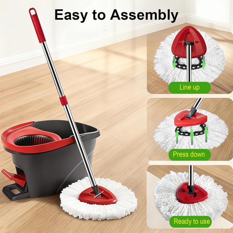 "Scrub Brushes Gift" 6 Pack Spin Mop Head Refills Compatible with O-Cedar EasyWring 1-Tank System, Durable Microfiber Replacement Mop Heads for Hardwood, Tile & Laminate Floors, Washable & Reusable