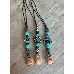 Turquoise Western Pacifier Clip