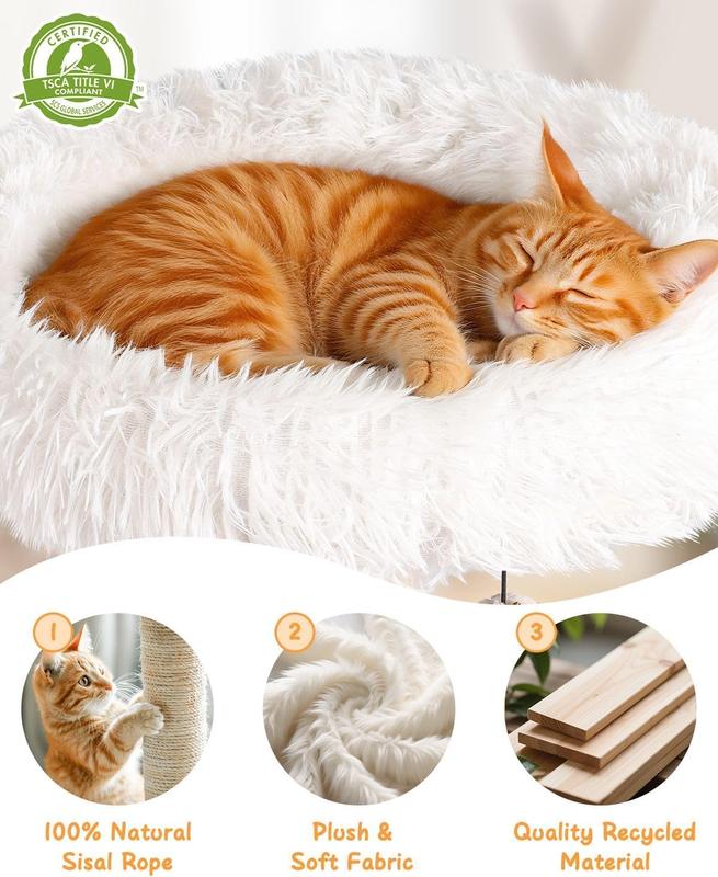61" Modern Cat Tree Tower for Indoor Cats Luxury Climbing Tower with Plush Lounge Kitty Condos Hammock & Scratching Posts Classic Cat Furniture