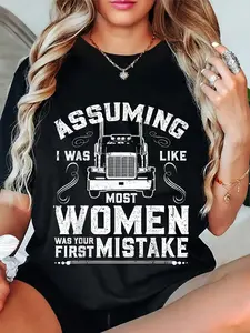 100% Cotton Unisex Woman Trucker Female Truck Driver Round Neck Short Sleeve T-Shirt Women's Men Graphic Tee