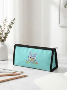 1 piece of Easter limited edition pencil case with 2D printed rabbit elements + Easter style, ergonomic triangular capacity for portable size|Perfect for students to use in class/office organization, blending festive atmosphere with practicality