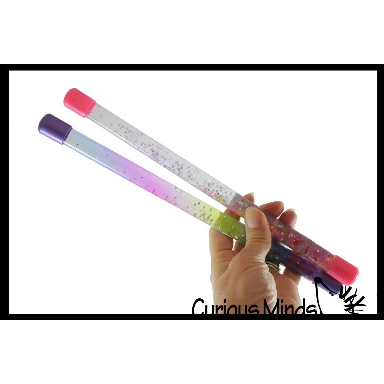 Glitter Baton - Twirling Wand for Dance, Parties, Liquid Motion Calm Down Fidget Water Sparkle Drip Timer