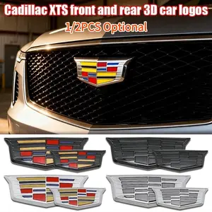 Car 3D Logo Decal Sticker, Front Rear Engine Hood Trunk Emblem, Metal Texture Badge, Body Exterior Upgrade Accessory for Cadillac Ats/l/xts