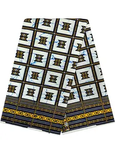 African Print Fabric Ankara Material Polyester, 6 Yards Kent Wax Cloth, Ideal for Crafting and Fashion Projects, Durable and Vibrant Design