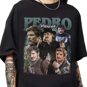 Pedro Pascall Graphic Shirt, Pedro Pascal Tribute Celebrity Shirt, Narco Pedro Pascal Fans Gift Unisex Cotton Menswear Streetwear, Full Colors, Full Sizes, For Men, For Women, gift for him gift for her Crewneck Classic Fabric Soft Top Breathable