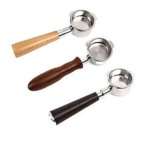 54mm modified bottomless three-ear stainless steel 304 wooden plastic coffee handle suitable for Breville 8 series