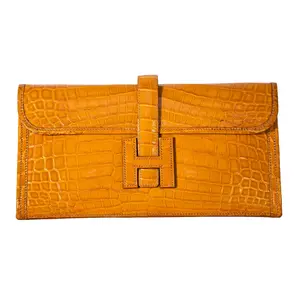 Pre-owned HERMÈS Crocodile Clutches & Wristlets Jige Elan Clutch 29 Orange