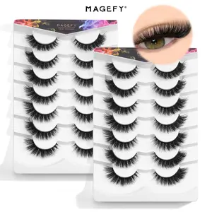 MAGEFY 14 Pairs False Eyelashes, Black Band Mixed Styles Fluffy Wispy Cat Eye & Natural Curl Strip Lashes Set, Soft Lightweight Lashes for Everyday Makeup & Travel