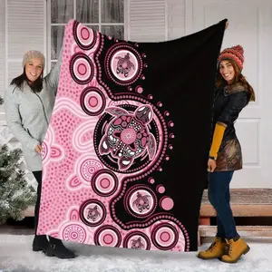 Quilted Bedspread with Native American Tribal Turtle - Soft Flannel All-Season Bedspread Suitable for Bed, Sofa, Camping & Travel - Machine Washable Contemporary Bed Cover in Neutral Tones (Tribal Dot)