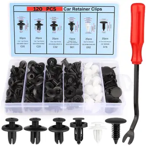 Car Clips 120PCS - Plastic Rivets, Available in 6 Popular Sizes, Replacement Parts for Bumper & Fender Models, Includes Fender Clip