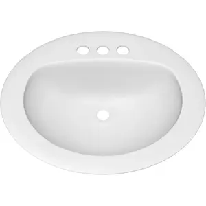 PF20174 20-1/2" Oval Vitreous China Drop In Bathroom Sink with Overflow and 3 Faucet Holes at 4" Centers - White