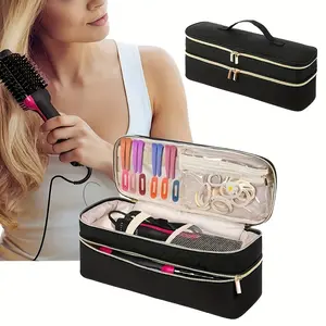 Double Carry Case, Suitable for, One-Step Hair Dryer and Styler - Lightweight Travel Organizer, Durable Polyester Storage Box, Suitable for Volumizers/Stylers, Mixed Colors, Stylish Design, Secure Zip Closure, Travel Accessories, Travel Essentials