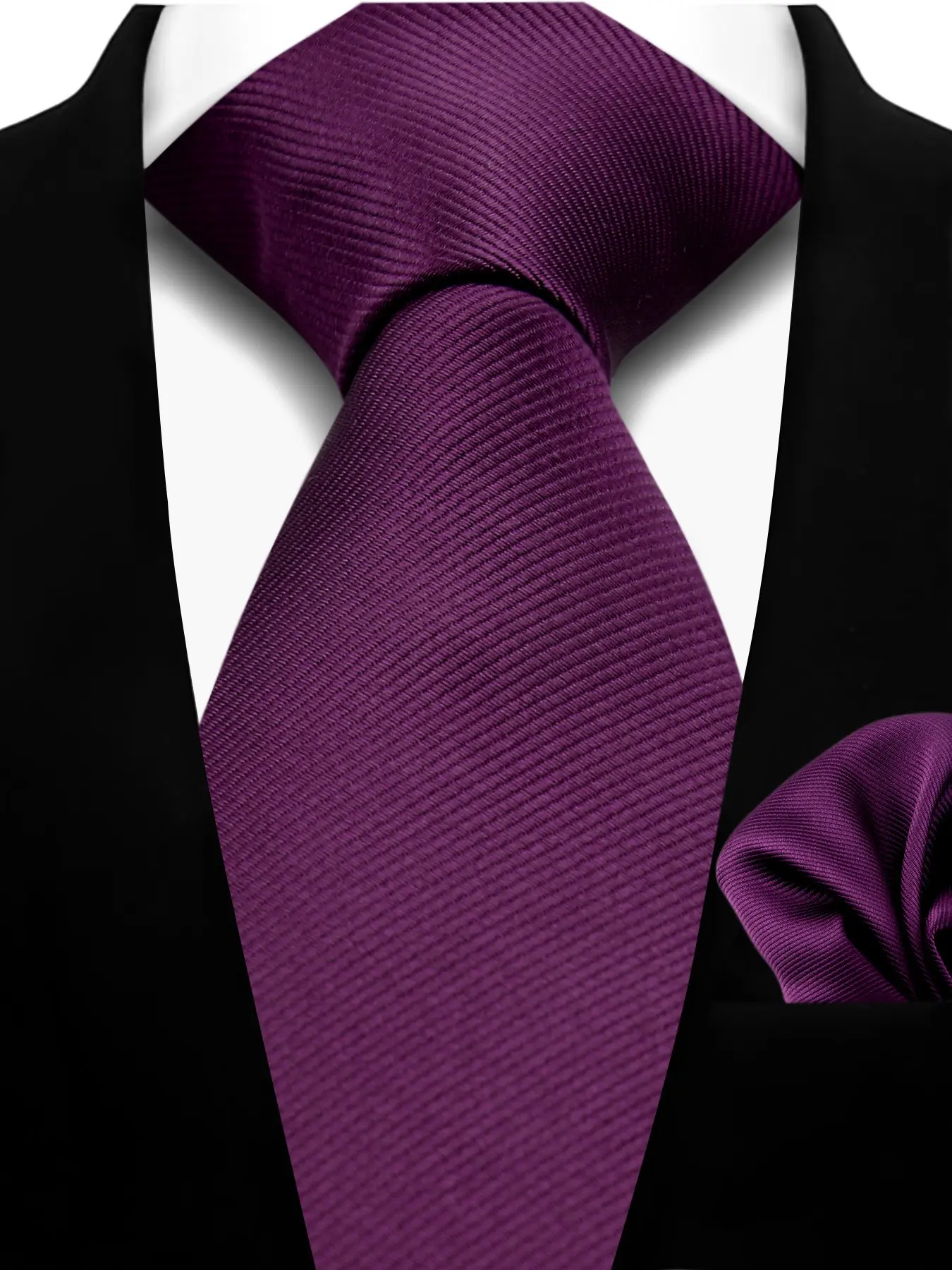 Men's Formal Tie and Handkerchief Set, Pure Polyester Fabric, Suitable for Business Occasions, Elegant Accessory Combination, Plain Ties