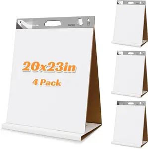 Sticky Easel Pads, Upgraded Versatile Tabletop Sticky Easel Pad with Dry Erase Surface for Meeting//Doodling, 20x23 Inches, 20 Sheets/Pad, 4 Pads