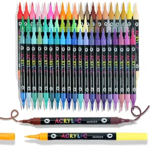 24/48/72/120 Color Dual Tip Acrylic Markers, Acrylic Paint Pen, Waterproof Quick Dry, Ideal for Wood Canvas Stone Glass Rock Painting, DIY Craft Supplies
