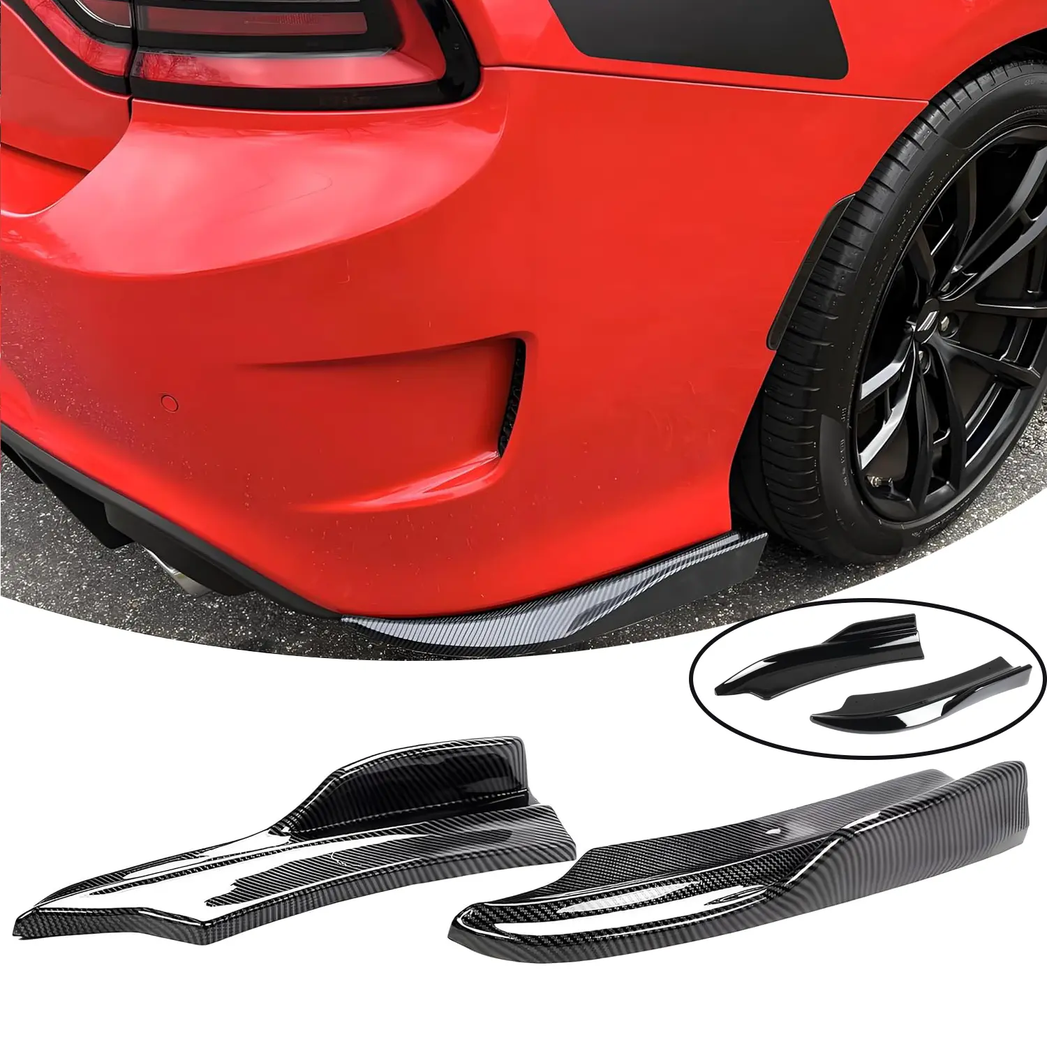 MUTUSAISI Rear Side Apron Spat Valance Lip Spoiler fit for Dodge Charger SRT, R/T 392, GT, Daytona, Scat Pack 2015-2023 Accessories