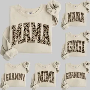 Leopard Mama Sweatshirt Custom Personalized Cute Mom Life Crewneck Mothers Day Gift for Mom Grandma Nana Mimi Gigi Gift