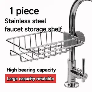 3in1 waterproof steel New Design Stainless Steel Kitchen Faucet Storage Rack Sponge Dishwashing Brush Organizer Adjustable Hanging Internal Drainage Towel Drying Rack Essential for Kitchen & Bathroom bathroom use Display Rack,faucet shelf