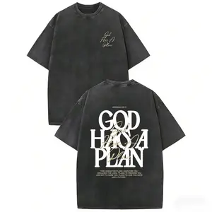 Vintage Washed “God Has a Plan” Tee, Retro Christian T-Shirt with Jeremiah 29:11 Bible Verse, Unisex Casual Streetwear, Inspirational Streetwear Gift