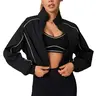 Logo-Free Athletic Windbreaker Cropped Jacket Women - Lightweight Track Zip Up Sporty Jackets Gym Workout Tops,sohochic