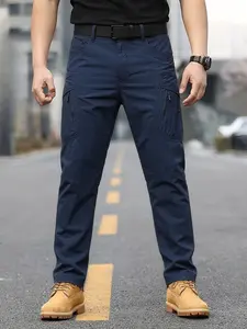 Men's Workwear Long Pants Plain Simple Design Durable Anti-Tear Premium Fabric Suitable for Outdoor Sports and Work Wear
