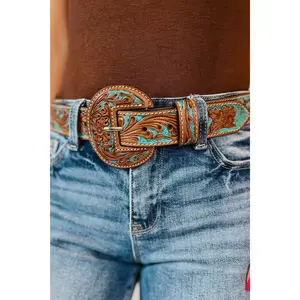 Western Wreath Leather Belt | Bronco Sky