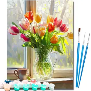 Paint by Number Kits for Adults Beginners, Easy Acrylic Simple Paint by Number Kits, DlY Watercolor Paint by Numbers Kits on Canvas Without Frame for Home Wall Decor Home Decoration 16x20inch