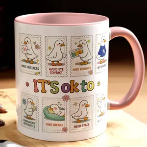 It's Ok To Be Different Autism Goose Ceramic Coffee Mug, Autism Acceptance Special Education Teacher Neurodiversity Ceramic Coffee Accent Mug, Perfect Gift for Him & Her