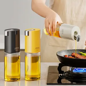 Glass Oil & Vinegar Bottle 550 ml – Automatic Lid, Silicone-Sealed, High Borosilicate Kitchen Dispenser with Round Handle & Stainless Nozzle, BPA-Free