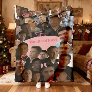 The Rookie 4 TV Show Themed Blanket Super Soft Flannel AllSeason Cozy Throw with Tim Bradford Character Design, Hearts & Bows Perfect for Home, Office, Travel Gift for Fans Figure Print Blanket Flannel Blankets