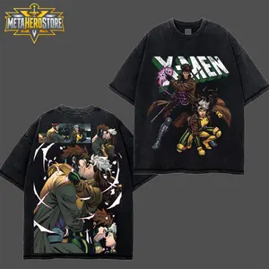 [MetaHero] Style 90s X-Men Blue vs Gold Team Gambit Rogue Premium Cotton T-Shirt, Retro 1990s Mutant Graphic Shirt,  Retro Comic T-Shirt, Character Comics Fans Shirt, Superhero T-Shirt, Comic Book Fans T-Shirt, Superhero Graphic Tee