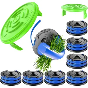 10 Pcs Weed Eater String Compatible with Kobalt 40V Cordless String Trimmer KST 120X, KST 120X‑06, KST 2040‑06, KDLA 3040‑03, 0.065″ Dual Blue Round Line, 8 Replacement Spools and 2 Caps