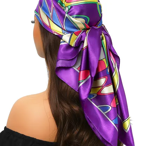 Women's Colorful Geometric Print Square Scarf, Fashionable Soft Comfortable Head Scarves for Daily Wear, Casual Versatile Scarf for Women, Fashion Hair Scarves, Versatile Headscarf