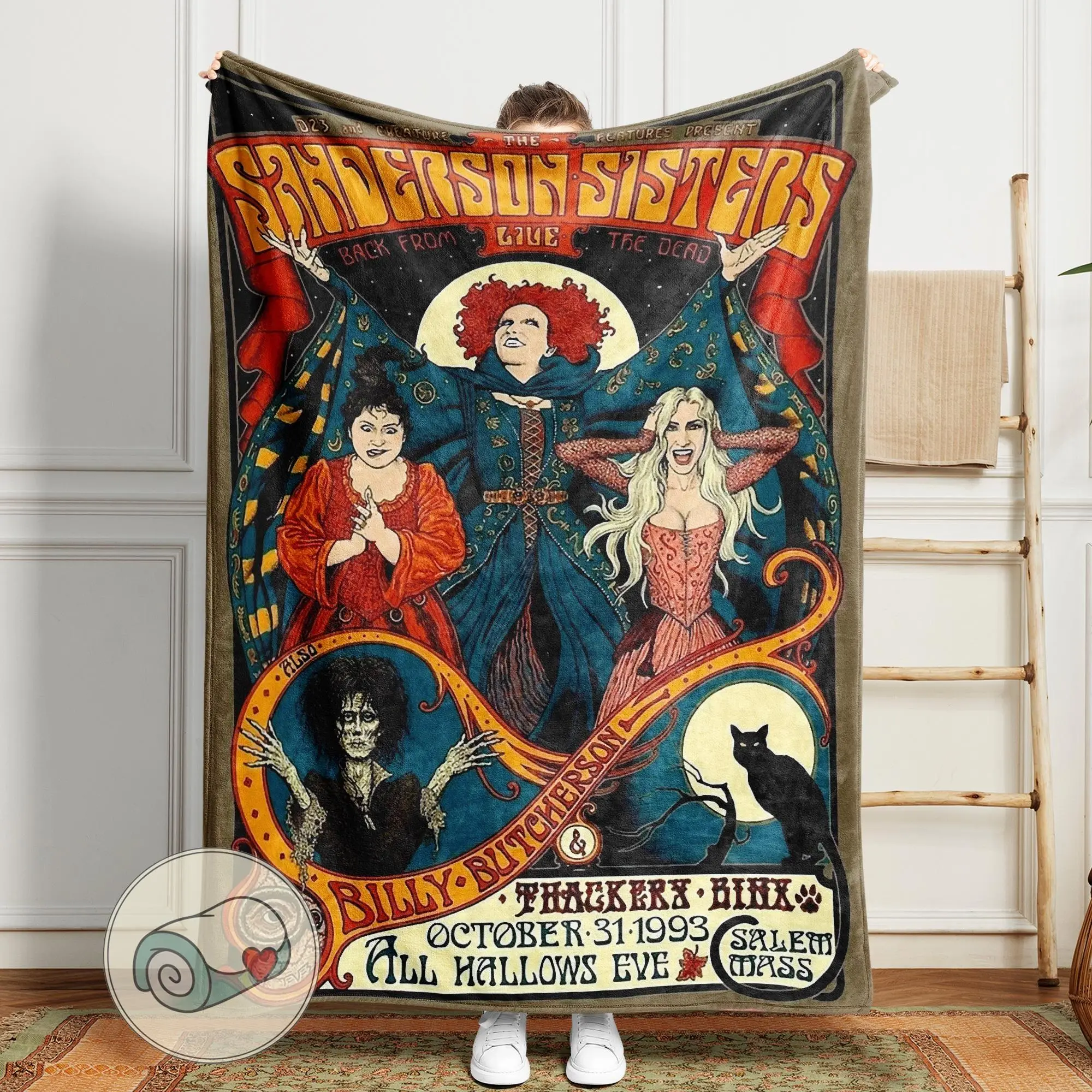 Hocus Pocus Fleece Blanket Sanderson Sisters Halloween Decor Witches Fleece Throw Fall Movie Night Bedding