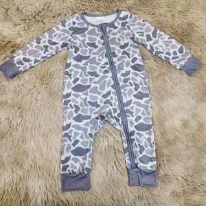 Long sleeves camo printed romper baby boy zip sleeper