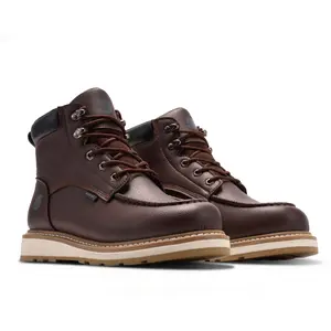 Men's 6" Steel Toe Work Boots,Lace Up Moc Toe, Oil/Slip Resistant Industrial Safety Boots