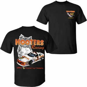 Vintage 90s Racing T-Shirt, 1992 Stock Car Champion Graphic Back Print Design Inspired Hooters Racing Style, Gift for NASCAR Fans & Motorsport Enthusiasts