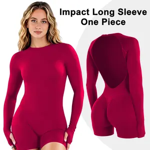 GYMER Impact Long Sleeve One Piece Jumpsuit Fitness Gym Bralette Soft Workout Activewear