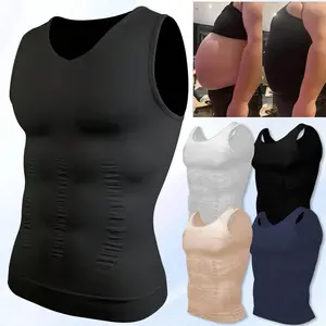 Men's Tummy Control Vest, Compression Shirt, Seamless Menswear Body Shaper, Compression Shirt for Gynecomastia, Undershirts, Shapewear