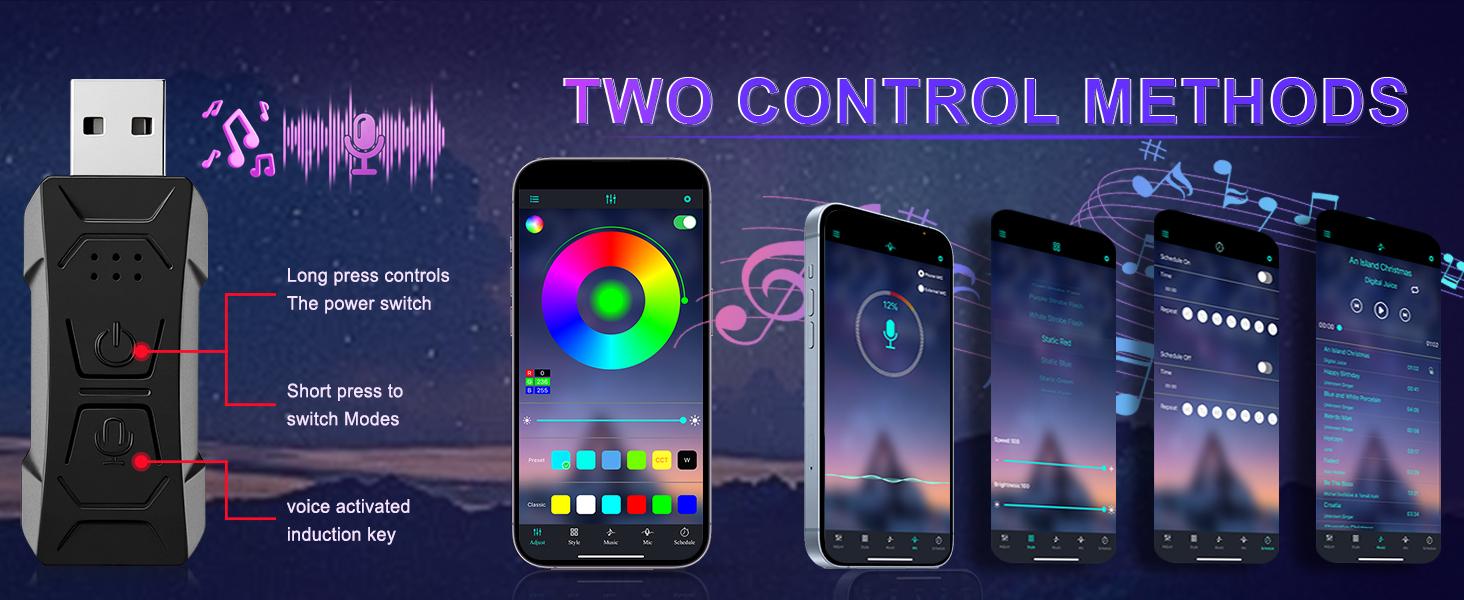 LivTee Smart Car LED Interior Lights with USB Port, LED Strip Fiber Optic Lights, Wireless App Control, Sync to Music, Car Accessories Gifts for Women and Men, 5 in 1